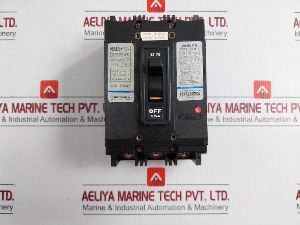 Hyundai Molded Case Circuit Breaker 15A Ho-100Ba
