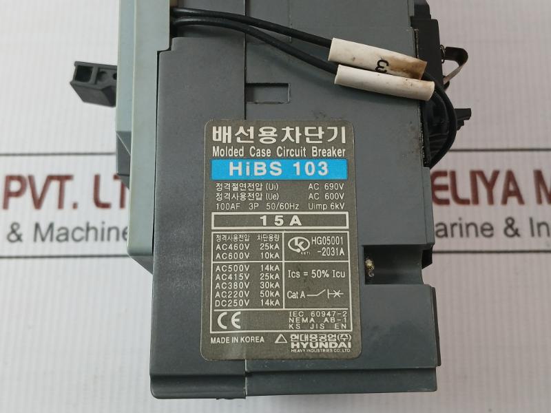 Hyundai Molded Case Circuit Breaker Ac200V-480V 50/60Hz Hibs 103