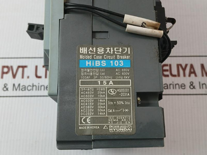 Hyundai Molded Case Circuit Breaker Ac200V-480V 50/60Hz Hibs 103