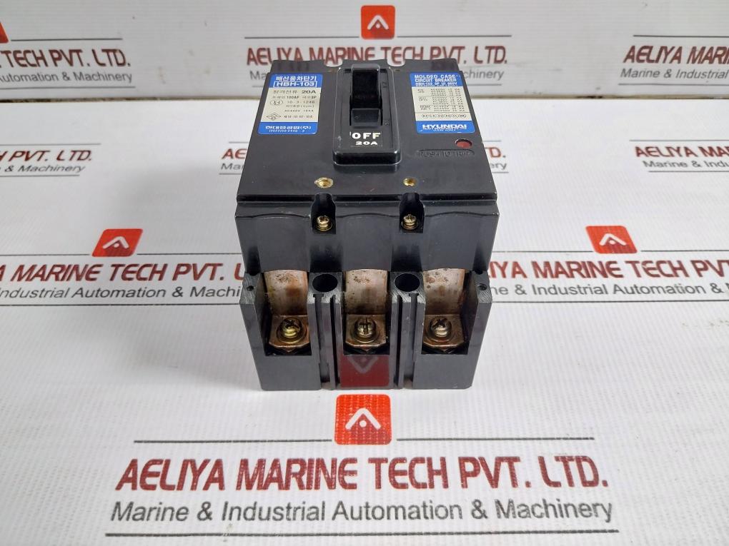 Hyundai Molded Case Circuit Breaker Ac440V Pole 3 Hbh-103 20A