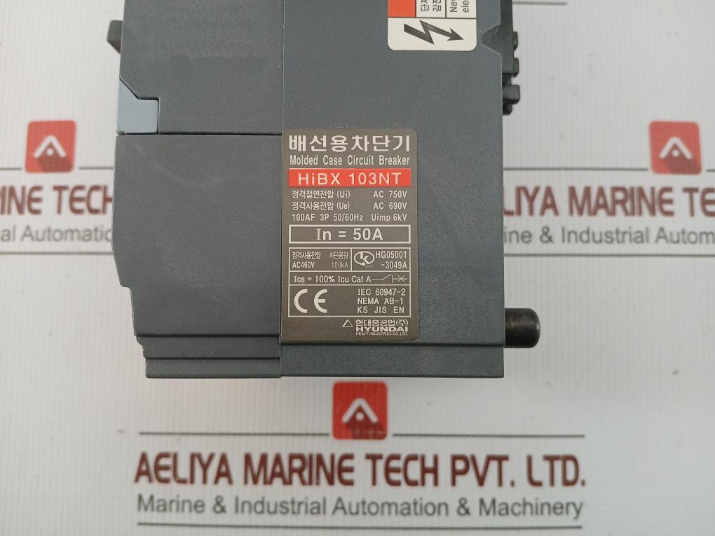 Hyundai Molded Case Circuit Breaker Ac 750V 50/60Hz Hibx 103Nt