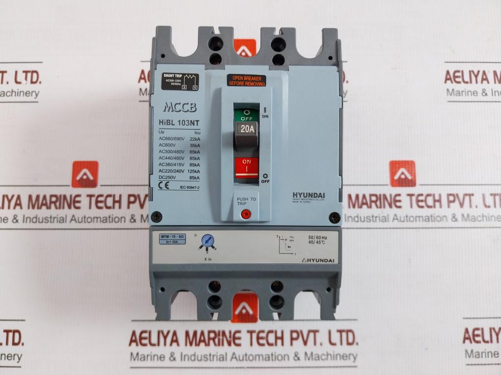 Hyundai Molded Case Circuit Breaker(Mccb) 50/60Hz Ac200-230V Hibl 103Nt
