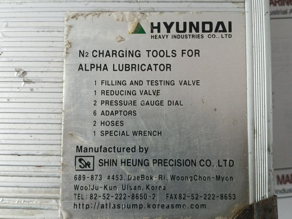 Hyundai N2 Charging Tools Set For Alpha Lubricator 0 To 60 Kg/Cm2 0 To 800 Psi