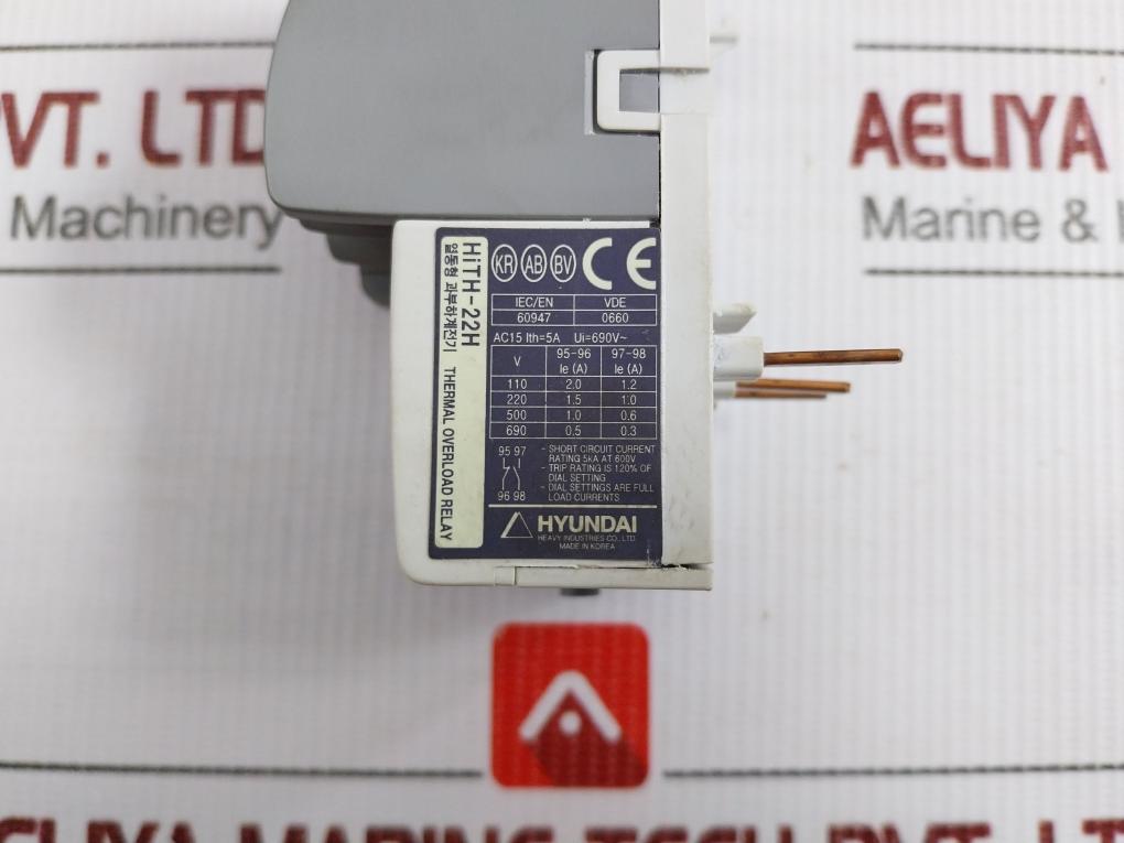 Hyundai Thermal Overload Relay 690 Vac 5A 9–13Arc Part No Hith-22H
