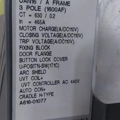 Hyundai Uan16A3B M1C1S168T 3-pole Air Circuit Breaker 12Kv 1000V 50/60Hz