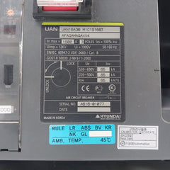 Hyundai Uan16A3B M1C1S168T 3-pole Air Circuit Breaker 12Kv 1000V 50/60Hz