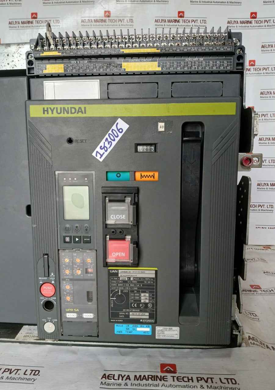 Hyundai Uan50C3C M1C1S168S Acb Air Circuit Breaker 3P 100% Icu 1000V 50/60 Hz