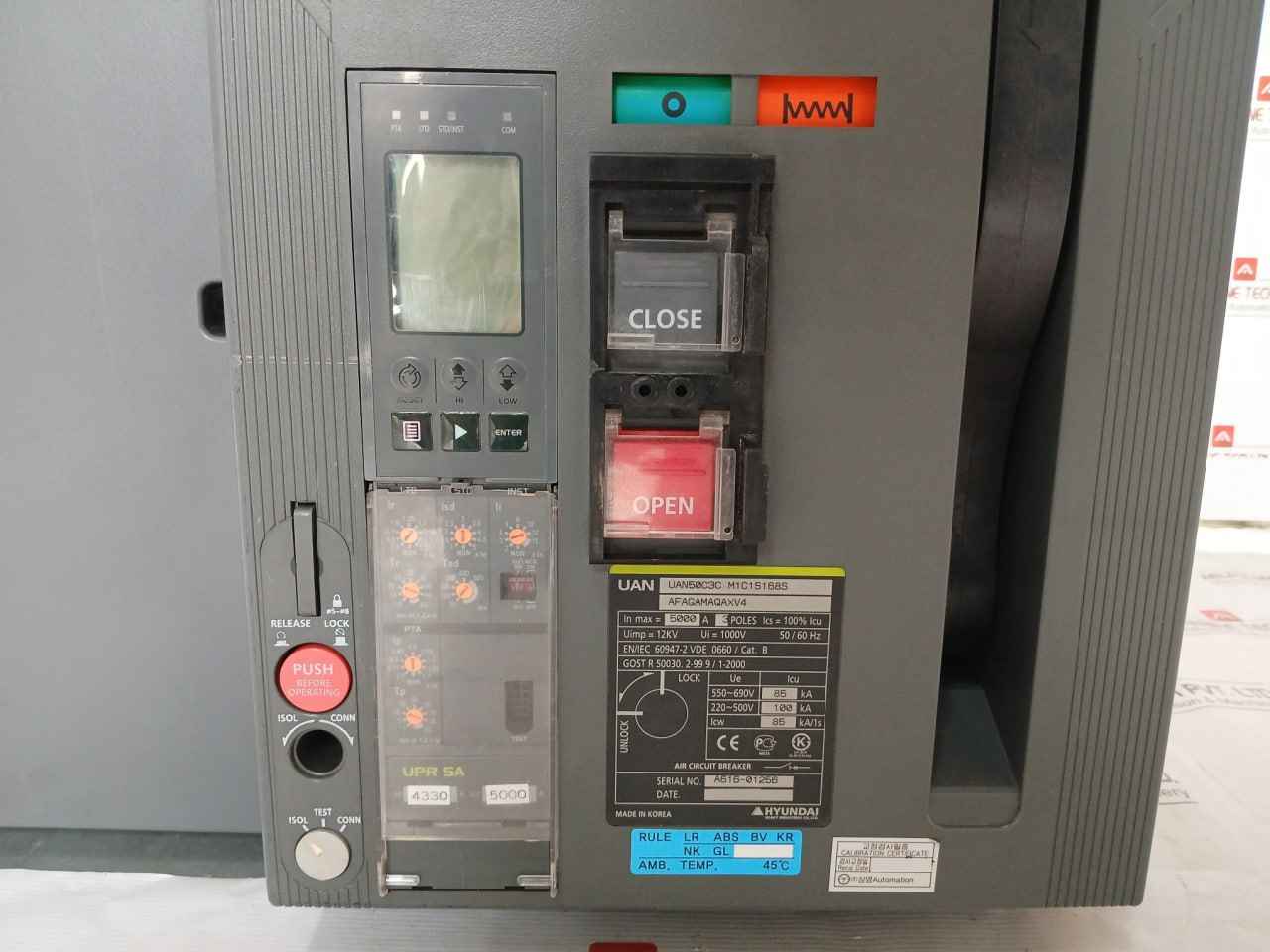 Hyundai Uan50C3C M1C1S168S Air Circuit Breaker Acb 3 Poles 1000V 50/60 Hz