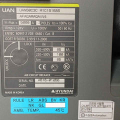 Hyundai Uan50C3C M1C1S168S Air Circuit Breaker Acb 3 Poles 1000V 50/60 Hz