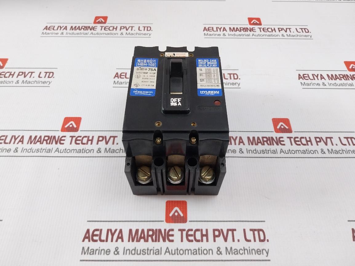 Hyundai Hbh-103 Molded Case Circuit Breaker 3 Poles 660V/75A