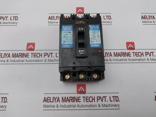 Hyundai Hbs-63c 3 Pole Molded Case Circuit Breaker 660v 40a