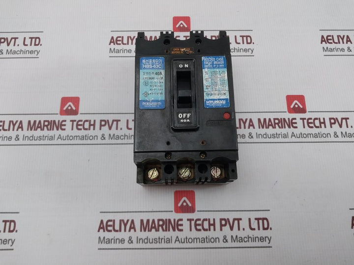 Hyundai Hbs-63c 3 Pole Molded Case Circuit Breaker 660v 40a