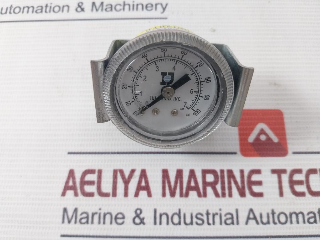 I & J Fisnar 0-7 Bar Fluid Pressure Gauge 0-100 Psi