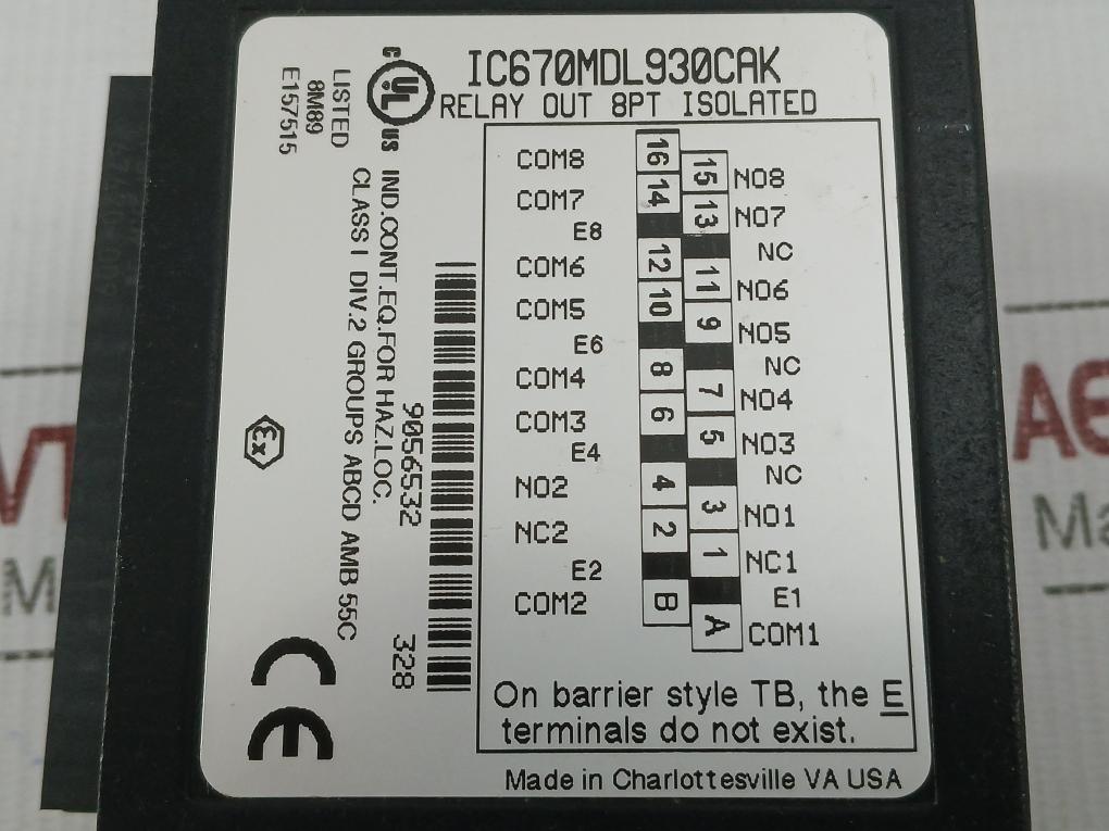 Ic670mdl930cak-8-Point-Isolated-Relay-Output-Module-By-Ge-Fanuc-240-Vac-50-60hz-10
