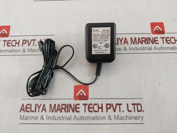 Icom Bc-147A Ac Adapter Dc 12V 200Ma E140898 35-12-200C 120V 60Hz 6W