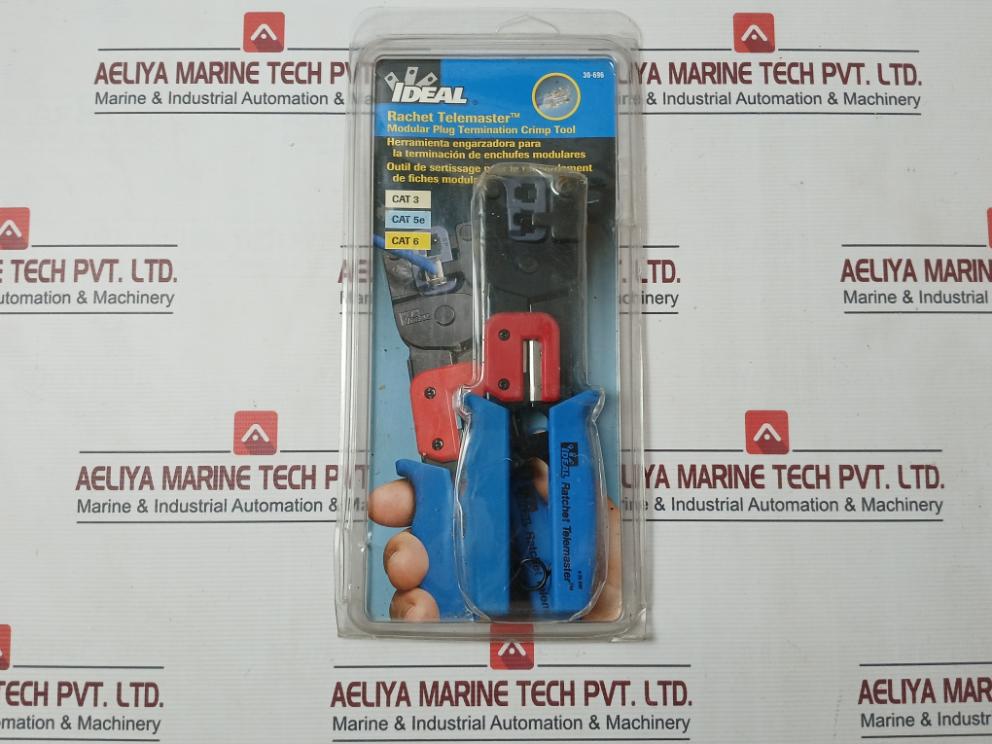 Ideal 30-696 Ratchet Telemaster Modular Plug Termination Crimp Tool Nd 3050-3