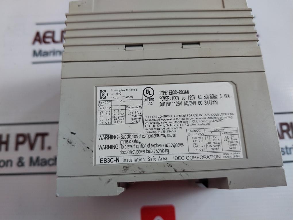 Idec Eb3C-r03An 3-input Chan W Relay Barrier 100V To 120V Ac 50/60Hz 5.4Va