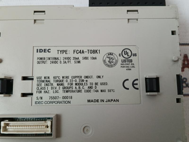 Idec Fc4A-t08K1 Microsmart Digital I/O Module 24Vdc 20Ma, 5Vdc 10Ma