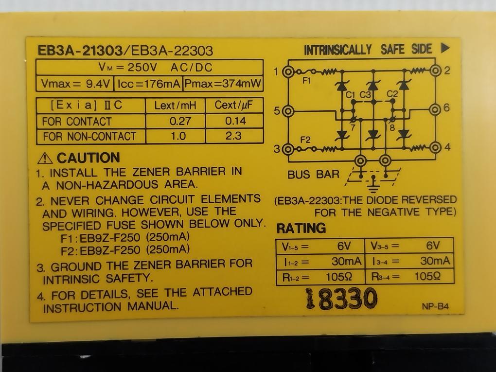 Eb3A-21303-ek168 Zener Barrier Module 9.4V Idec Izumi