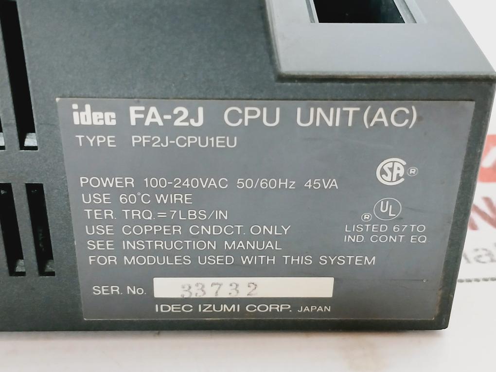 Idec Izumi Pf2J-cpu1Eu Fa-2 Junior Programmable Controller