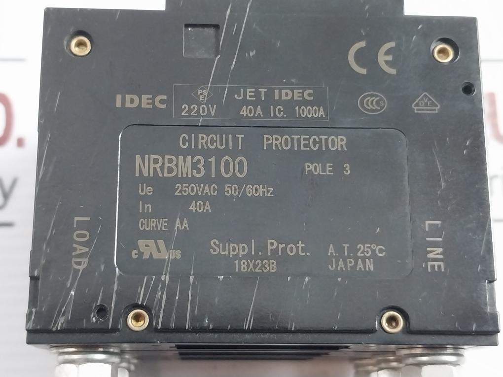 Idec Nrbm3100 3 Pole Circuit Protector 40A 250Vac