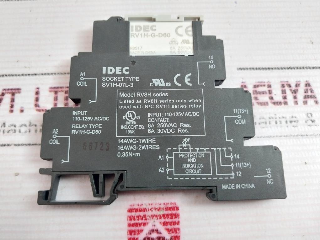 Idec Sv1H-07L-3 Relay/Socket Rv8H Series Rv1H-g-d60