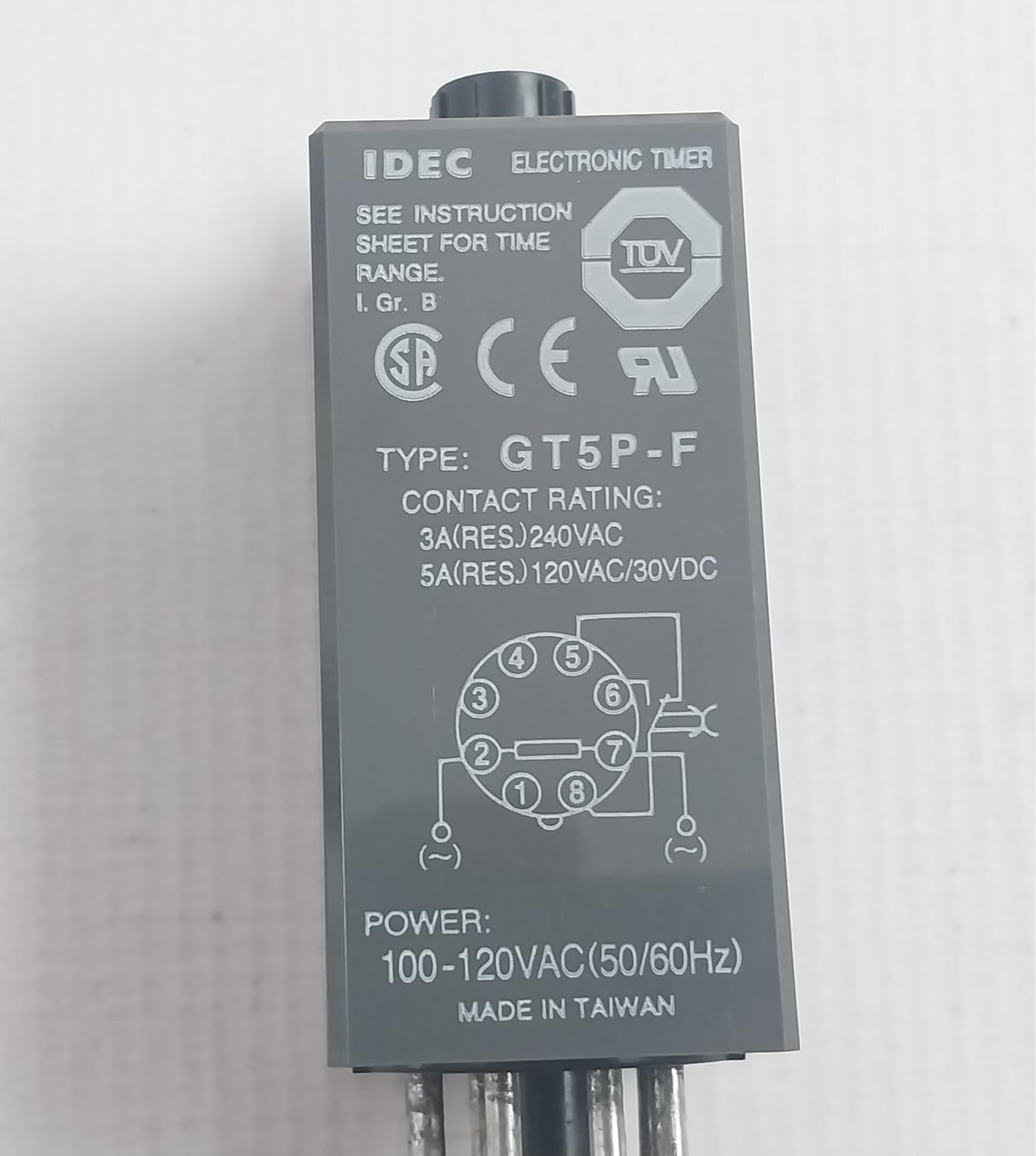 Idec Gt5P-f3Sa100 Miniature Timer 100-120Vac (50/60Hz) 0-3 Sec