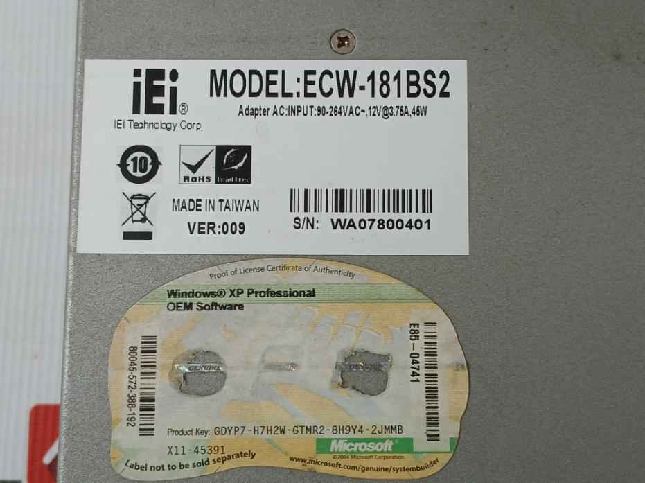 Iei Ecw-181Bs2 Embedded System W/ Adapter Ver 009 Up0451E-12P
