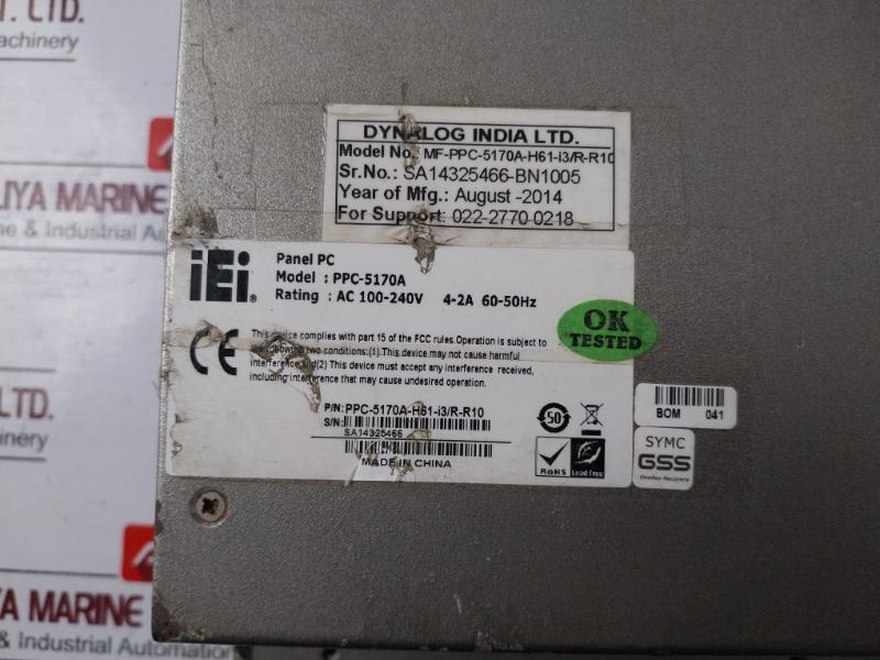 Iei Ppc-5170A Industrial Panel Pc Ac 100-240V 4-2A 60-50Hz