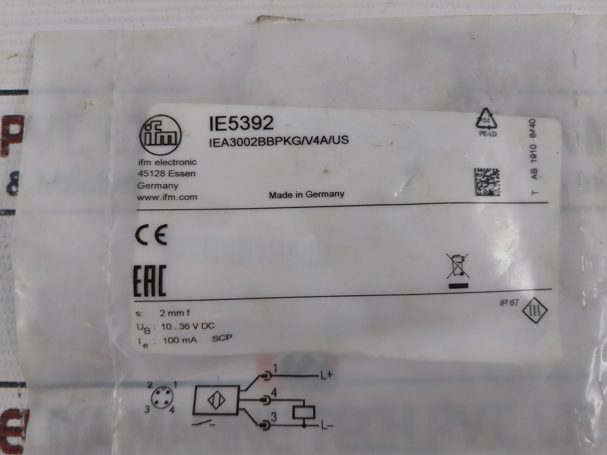 Ifm Electronic Ie5392 Inductive Proximity Switch Sensor 10…36 Vdc