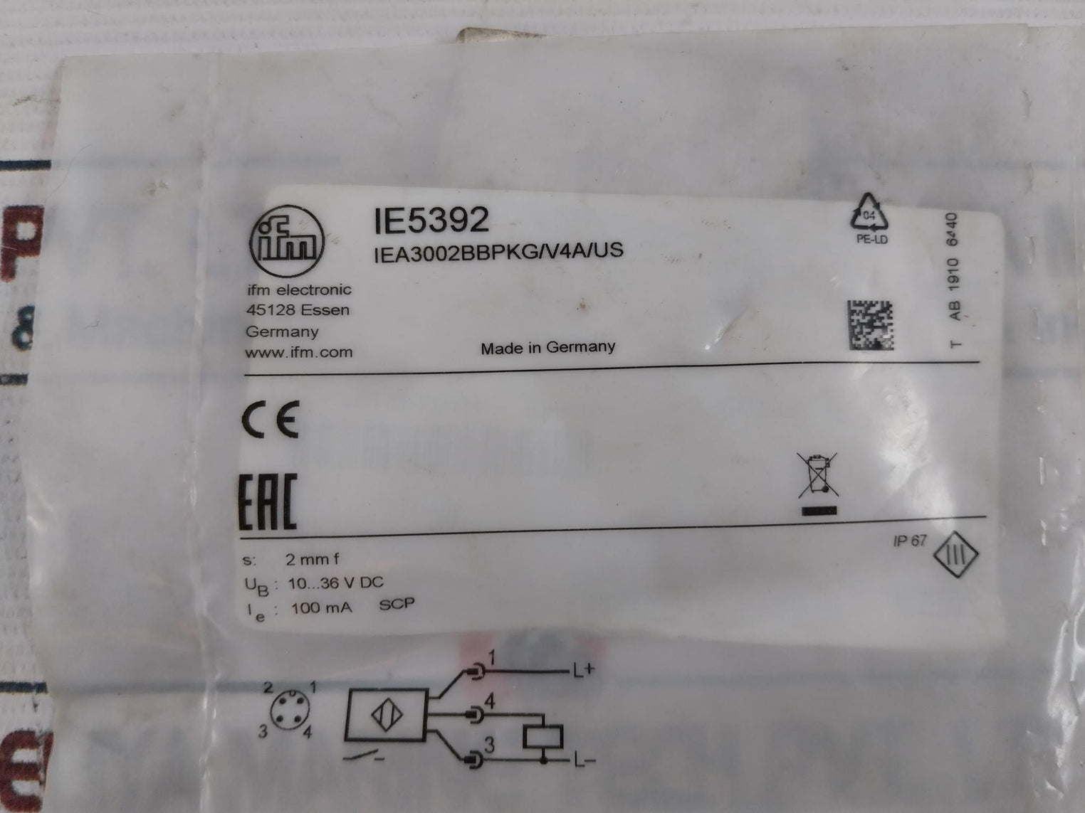 Ifm Electronic Ie5392 Inductive Proximity Switch Sensor 10…36 Vdc