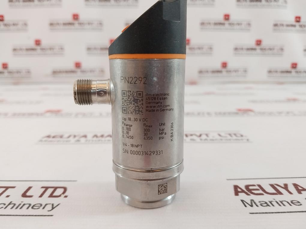 Ifm Electronic Pn2292 Pressure Sensor With Display 18-30Vdc 1/4-18 Npt Ip65/Ip67