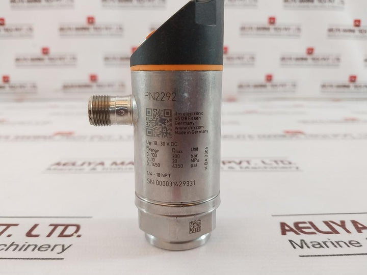Ifm Electronic Pn2292 Pressure Sensor With Display 18-30Vdc 1/4-18 Npt Ip65/Ip67