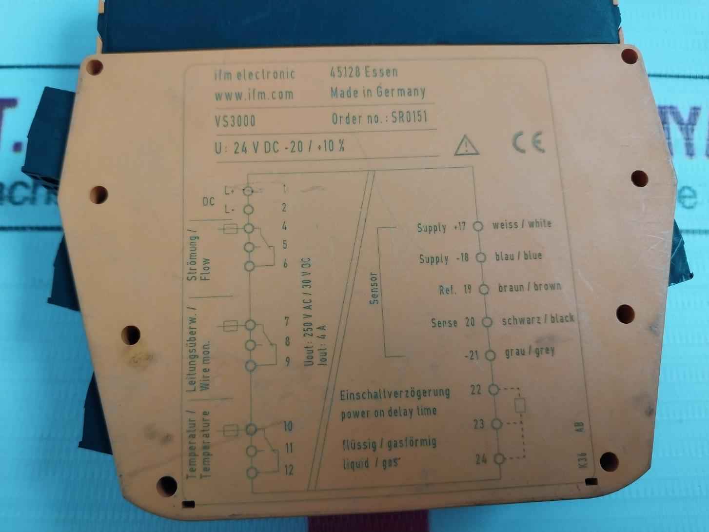Ifm Electronic Sr0151 Control Monitor For Flow Sensor Vs3000 24 V Dc 4 A