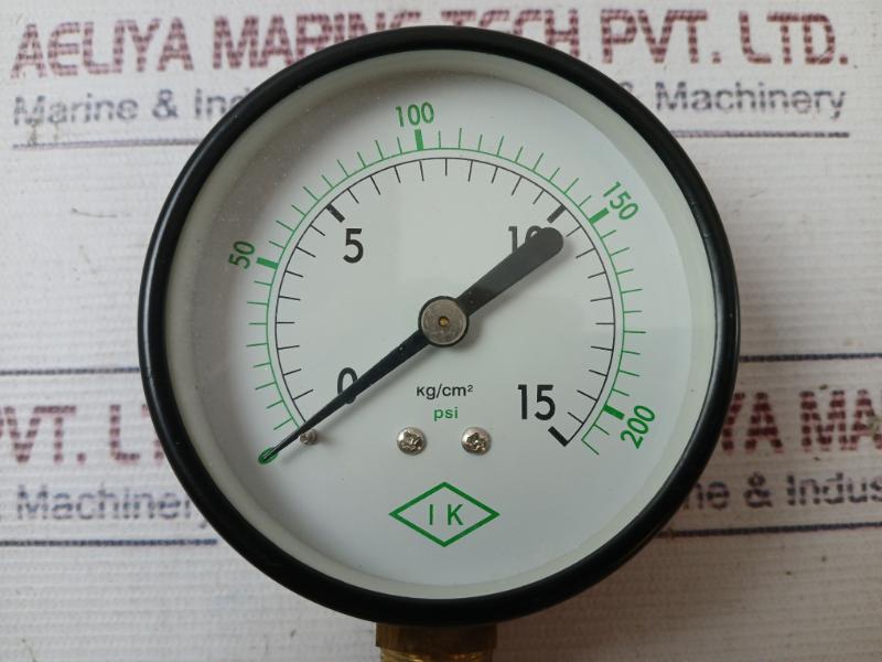 Ik Instrument 75-p-b Pressure Gauge 0-200 Psi 0-15 Kg/Cm2