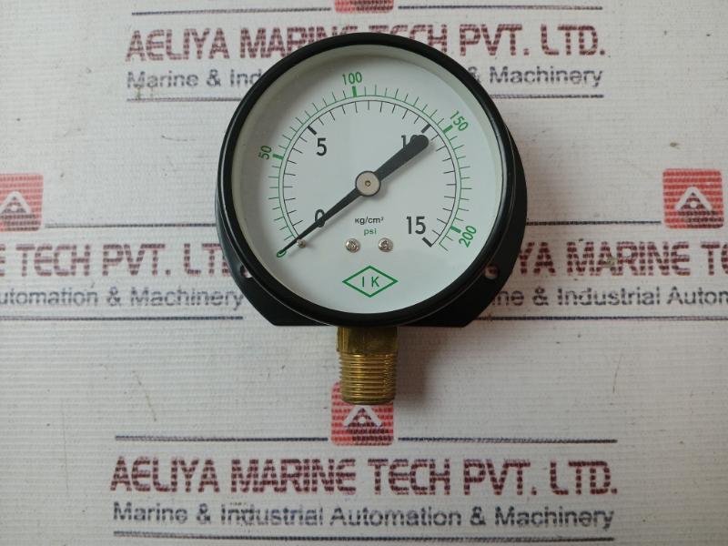 Ik Instrument 75-p-b Pressure Gauge 0-200 Psi 0-15 Kg/Cm2