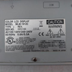 Ikegami Mlm-1912C Lcd Color Monitor Ac100-120V/200-240V 50/60Hz 0.8A/0.5A