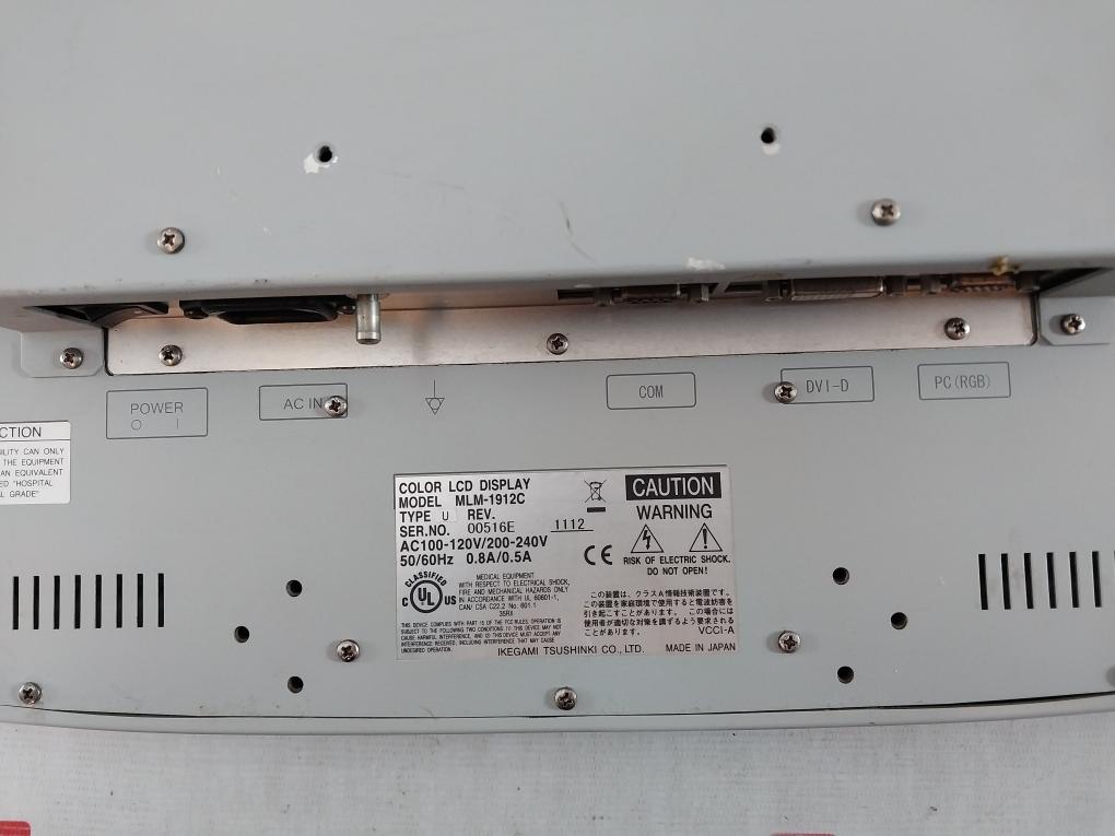 Ikegami Mlm-1912C Lcd Color Monitor Ac100-120V/200-240V 50/60Hz 0.8A/0.5A