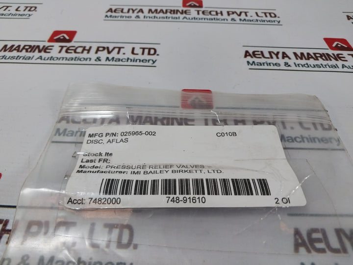 Imi Bailey 025965-002 Pressure Relief Valve