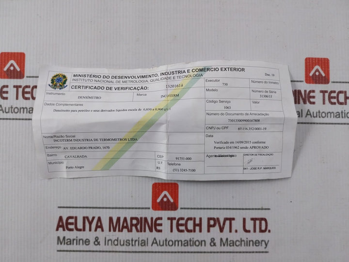 Incoterm Dp Petroleum Hydrometer 0.850 To 0.900 G/Ml 5561
