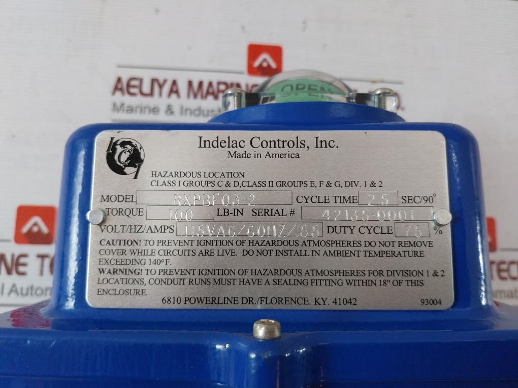 Indelac Controls Rxpbf03-2 Er Series Electric Actuator 100 Lb-in 115Vac