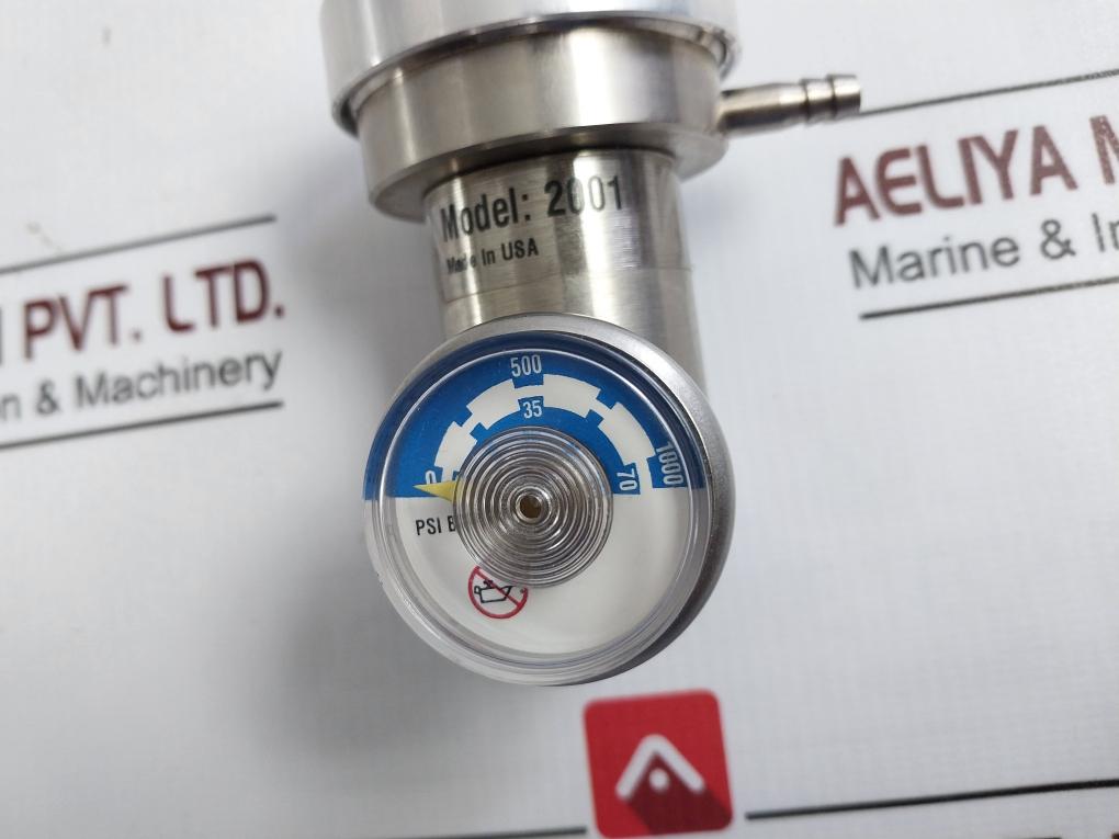 Industrial Scientific 2001 Pressure Gauge With Clear Flex 60 Tubing 0-70 Bar