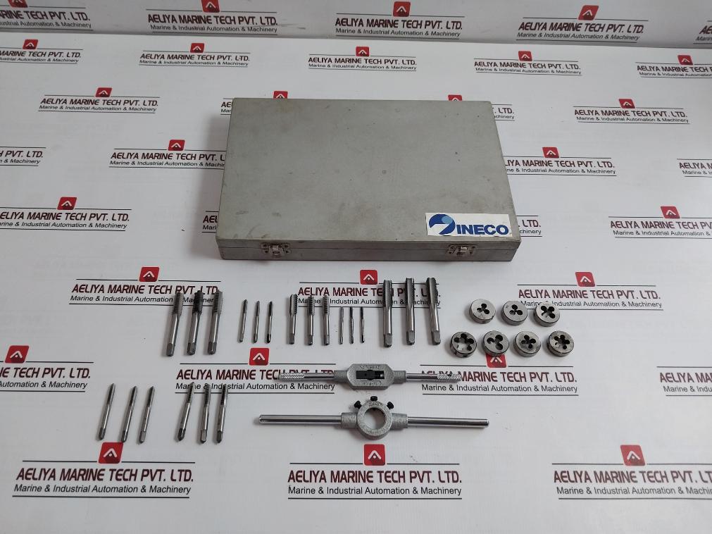 Ineco 025.880353 Taps &; Round Dies Set 25.4X9.5 M 3-12 W 1/16-1/2 M8X1.25