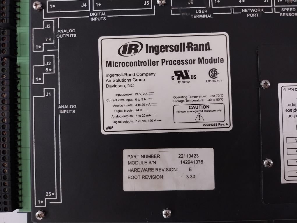 Ingersoll-rand 22110423 Microcontroller Processor Module 24v