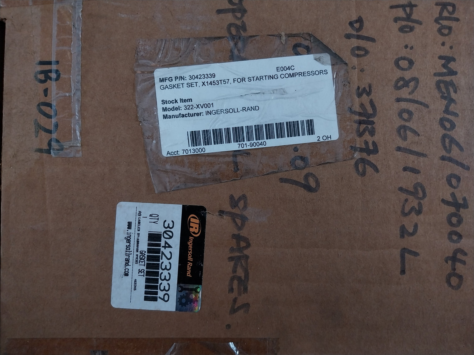 Ingersoll-rand 30423339 Gasket Set X1453t57 For Starting Compressors 322-xv001