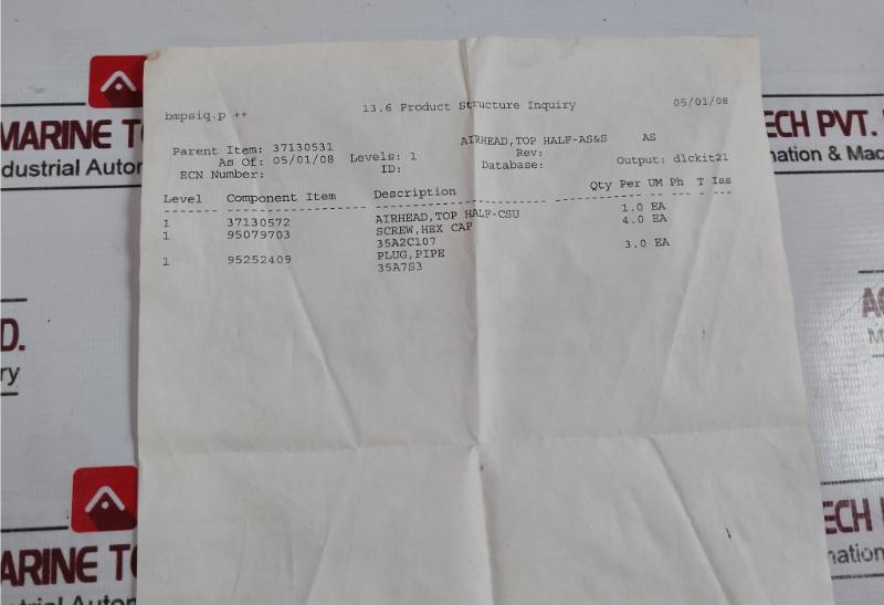 Ingersoll-rand 37130572 Airhead, Top Half-csu As & S 37130531,15t2