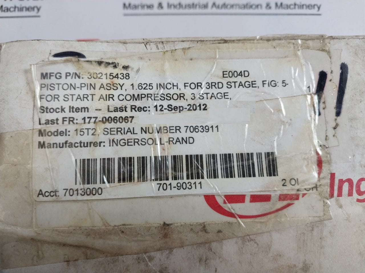 Ingersoll Rand 30215438 Piston-pin Assembly 1.625 Inch For Start Air Compressor