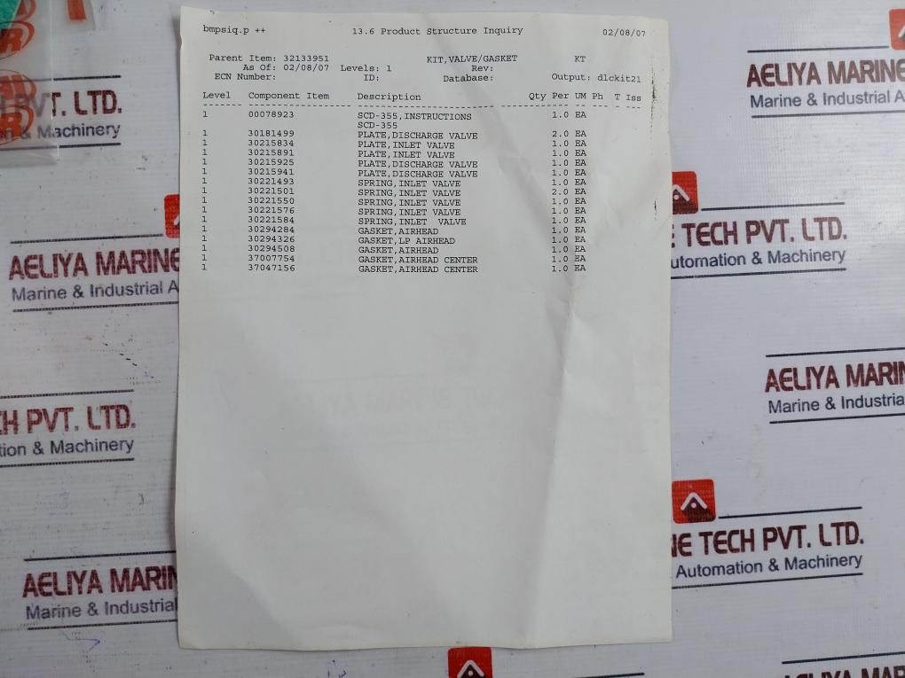 Ingersoll Rand 32133951 Plate , Spring , Top/Bottom Airhead, Valve/Gasket Kit