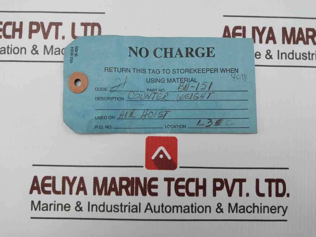 Ingersoll Rand Bu151 Counterweight For Pneumatic Air Hoist Winch