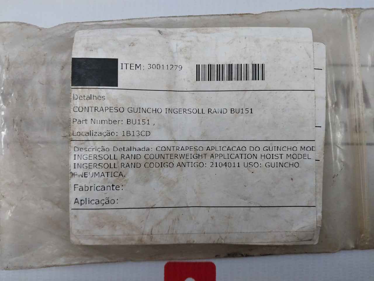 Ingersoll Rand Bu151 Counterweight For Pneumatic Air Hoist Winch